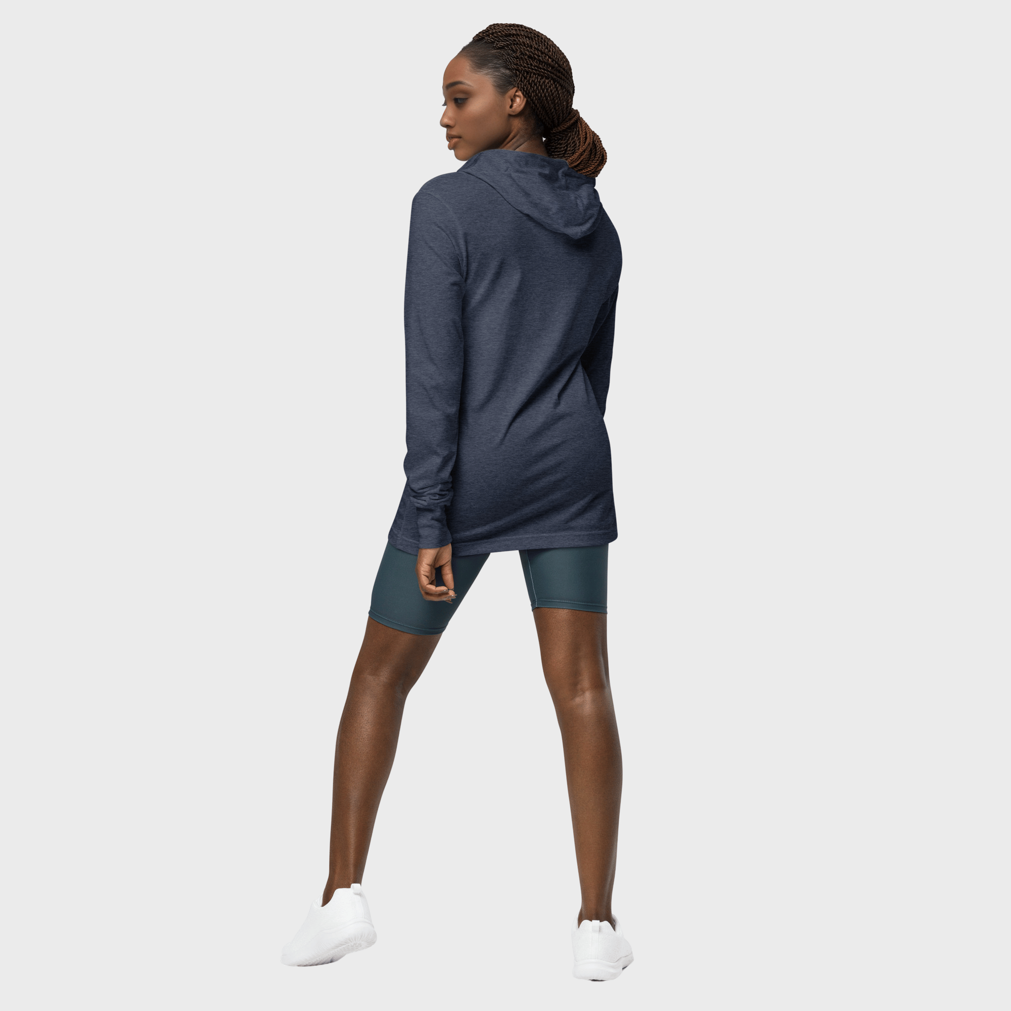 Heather Navy hooded long sleeve #color_heather navy