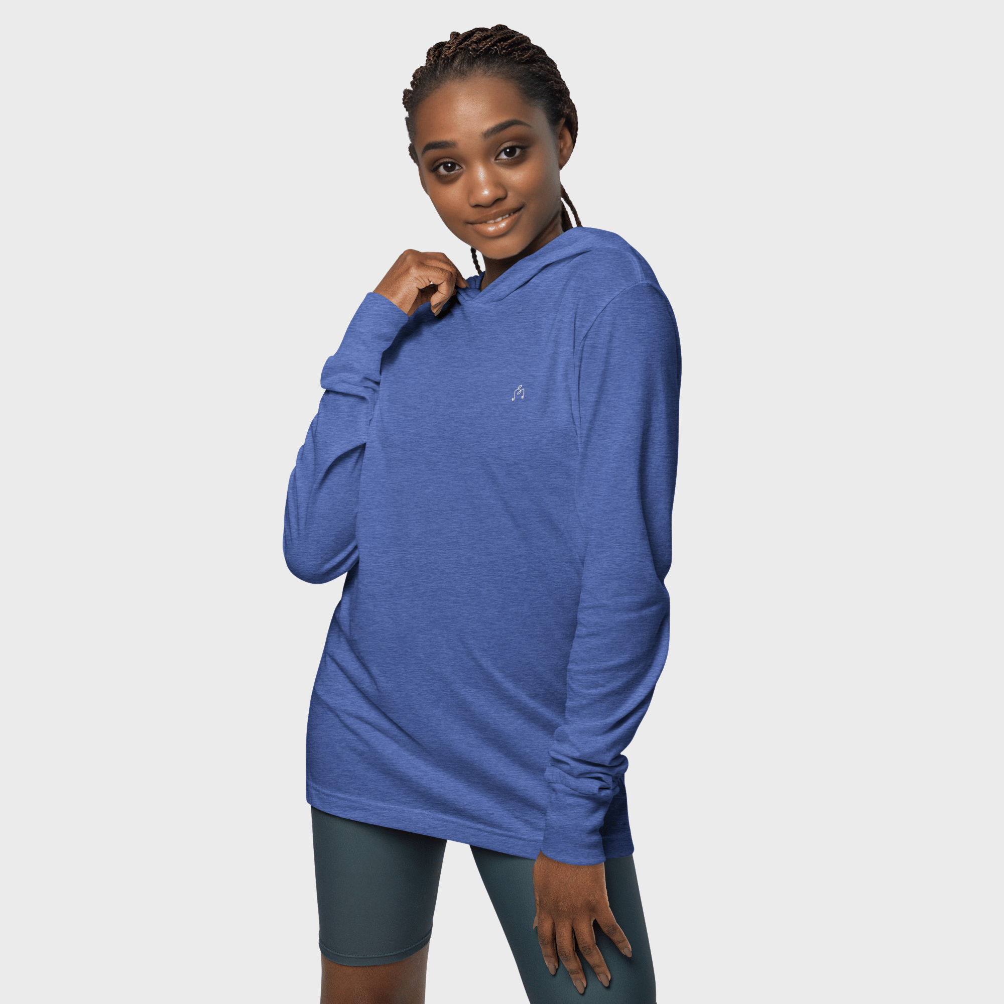 Heather True Royal hooded long sleeve #color_heather true royal